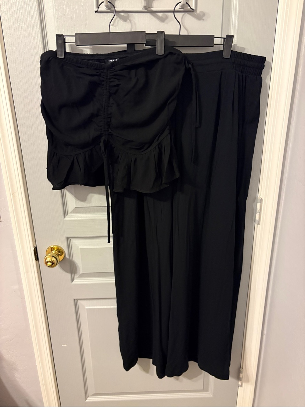 torrid Black cinched tube top & Wide-Leg Pants Set